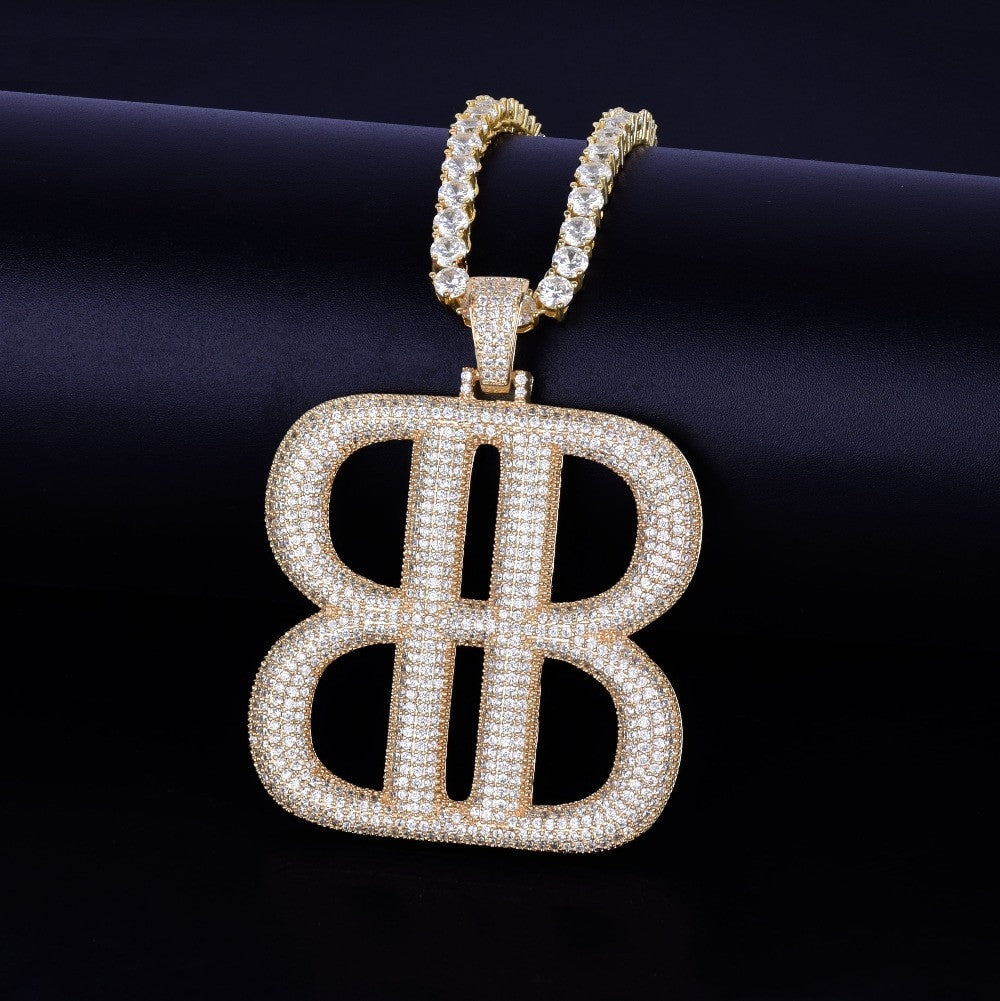The Big B's Letter Lab Diamond Micro Pave Pendant Chain Necklace