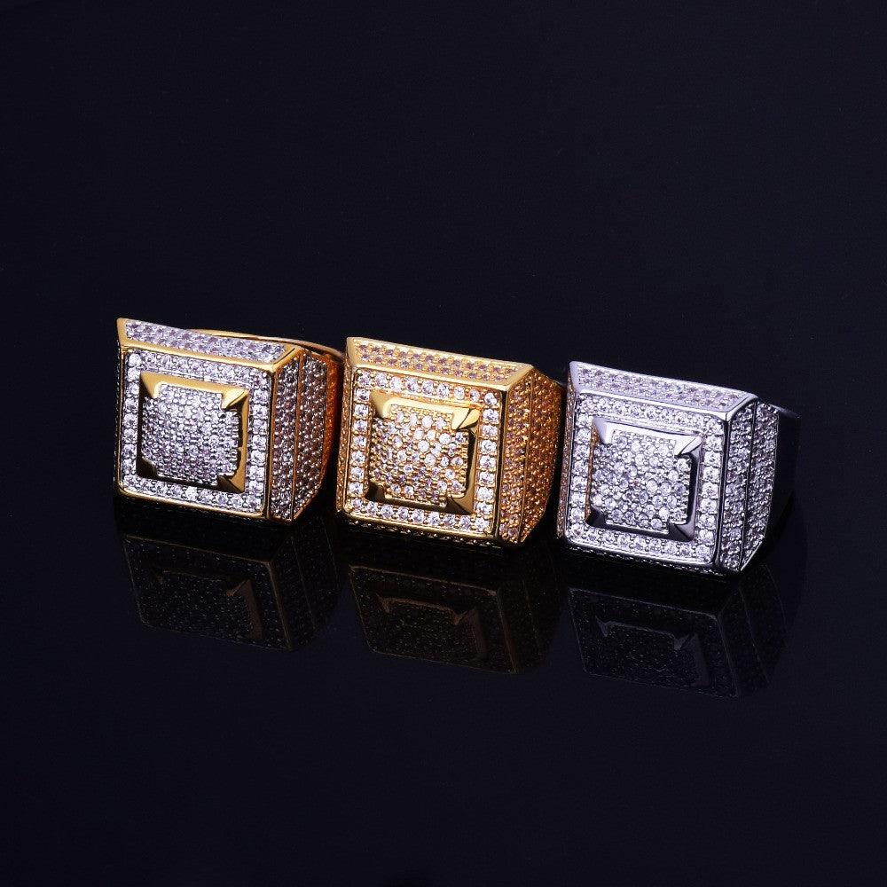 IceSquare | VVS Diamond CZ 18k Gold .925 Silver Fully Iced Hip Hop Ring