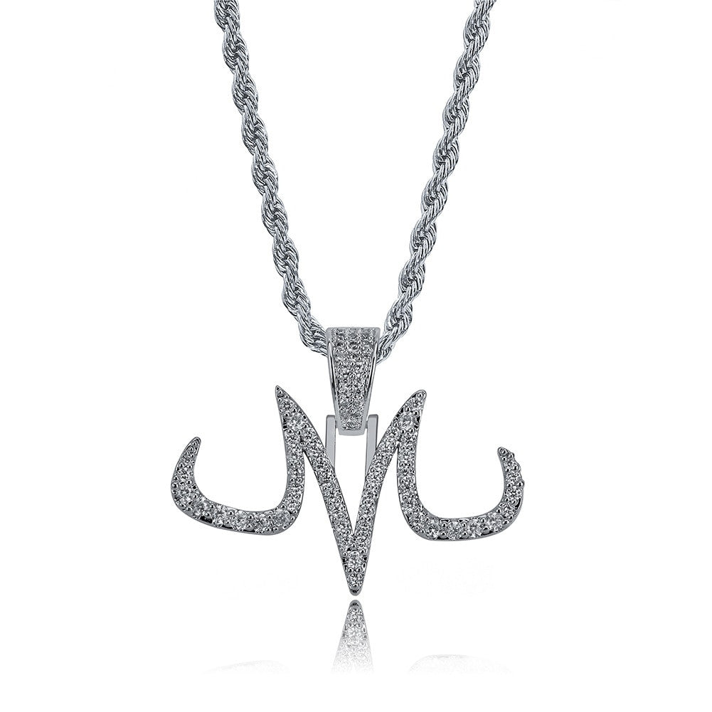 Custom AAA Micro Pave Majin 18k Gold Platinum Pendant Chain Necklace