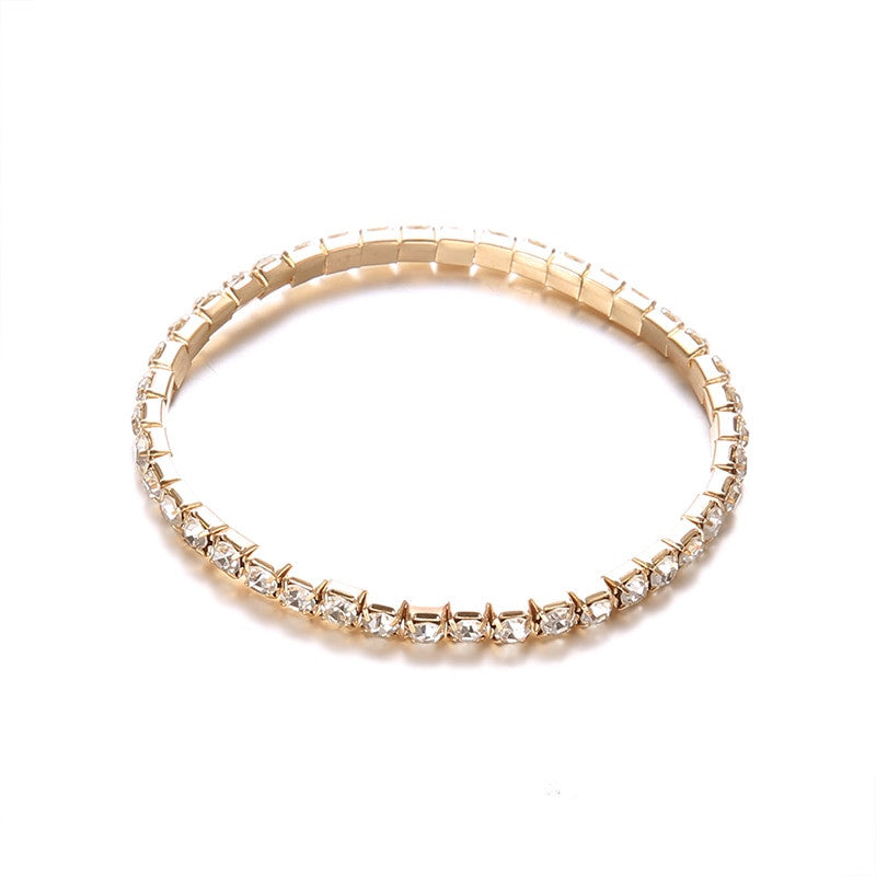 Ladies 4Piece Multi Layer Compass Beads Rhinestone Gold Bracelet Set