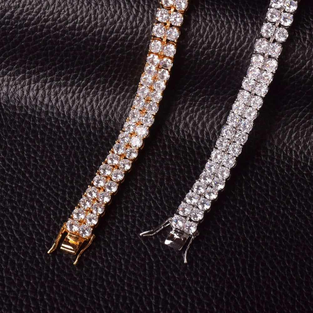 Double Row | Mens Hip Hop VVS Diamond CZ Flooded Ice Stone Hip Hop Bracelets