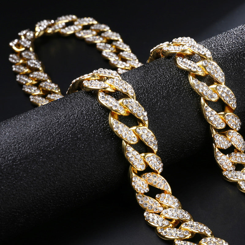 14k Gold .925 Silver 15mm 30inch Micro Pave Hip Hop Miami Curb Cuban Link Iced Out Chain Necklace