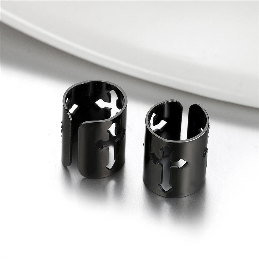 Rose Gold Black Silver over Solid Stainless Steel Cross Cartilage Cuff Earrings