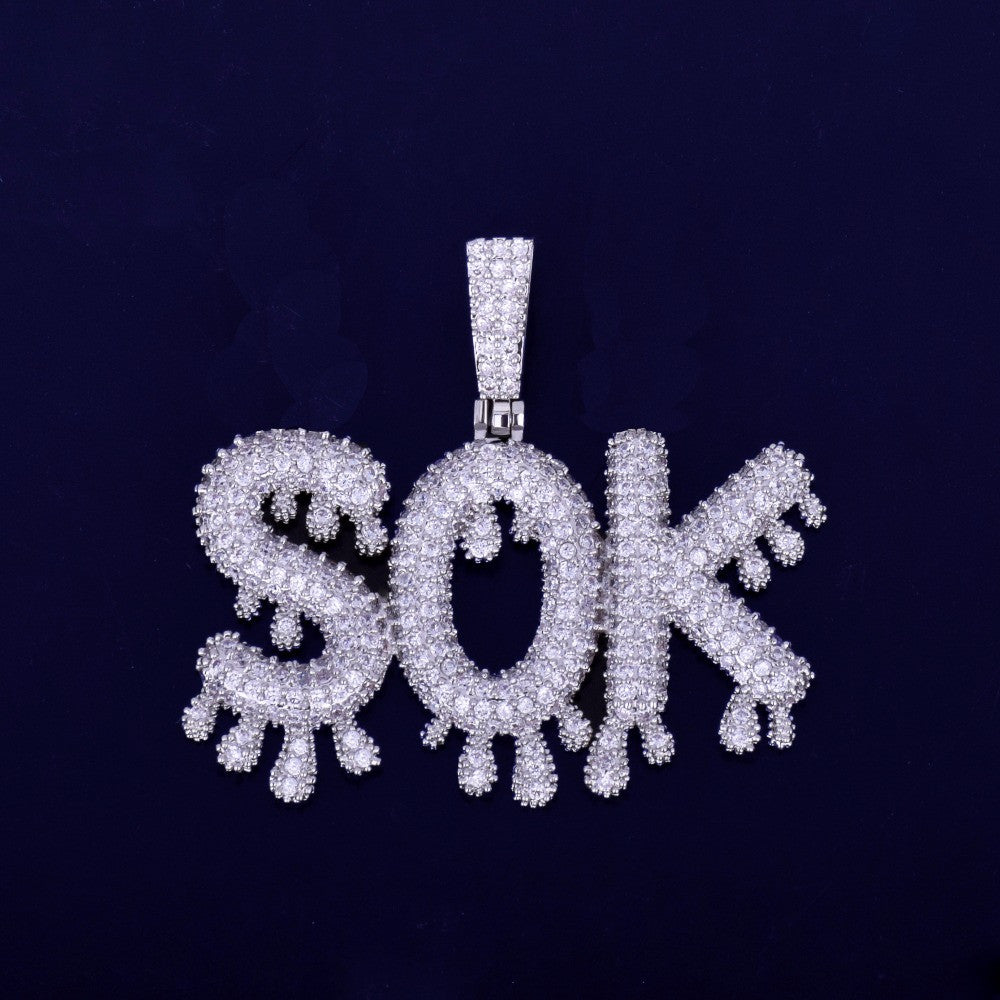 Drip Stars | Iced Blinged Out Dripped VVS Diamond CZ Hip Hop Letter Pendants