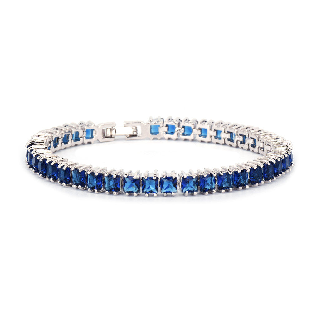 Iced Princess | Colorful VVS Diamond CZ Stone 6mm Princess Cut Tennis Bracelet