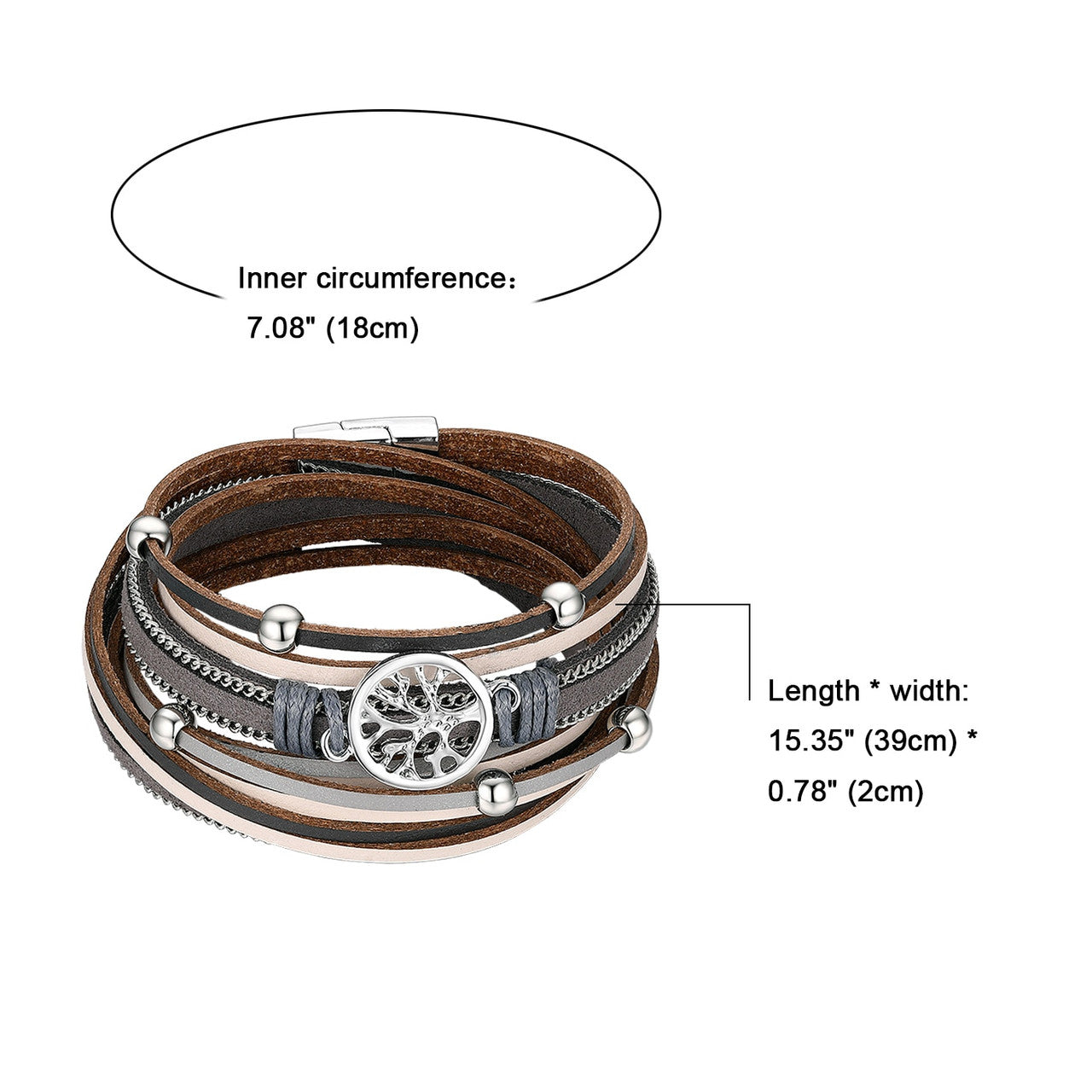 Tree Of Life | Leather Wrap Bangle Unique Design Bangle Bracelet