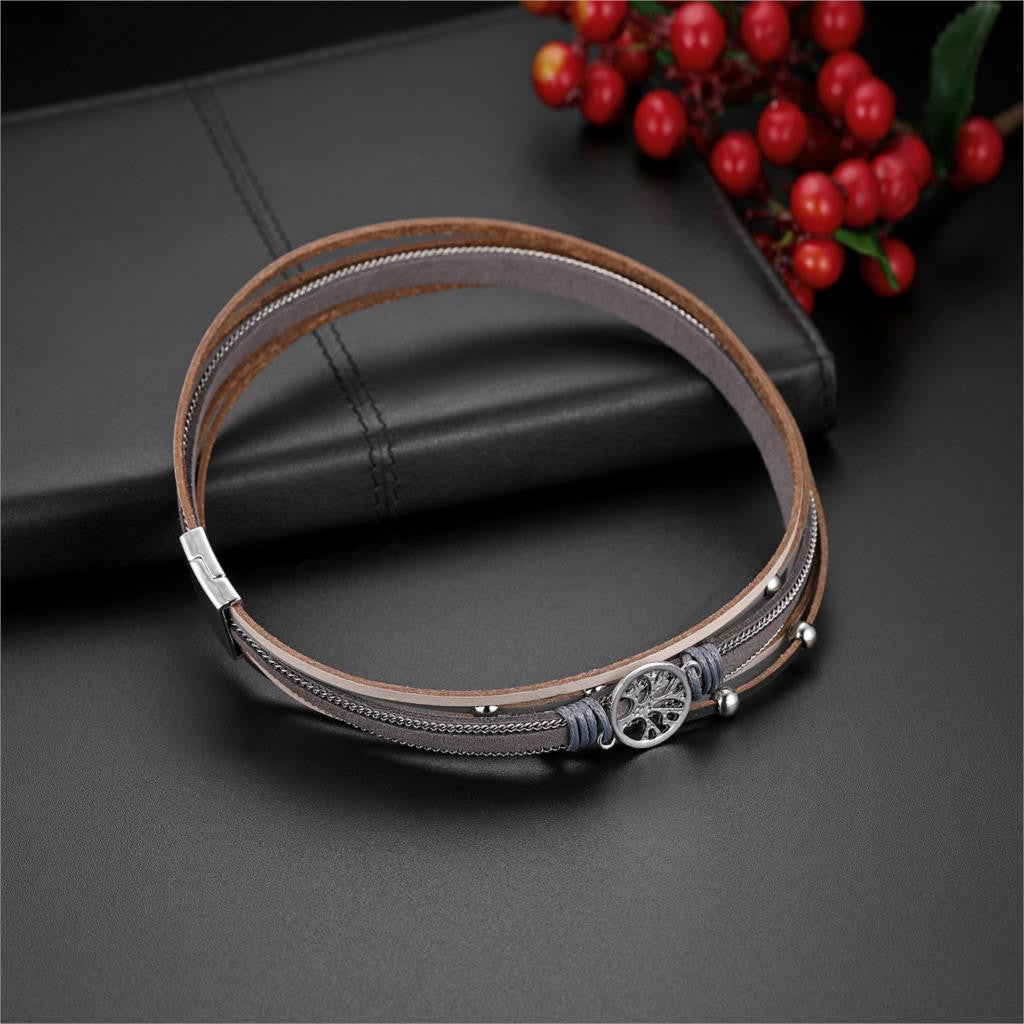 Tree Of Life | Leather Wrap Bangle Unique Design Bangle Bracelet