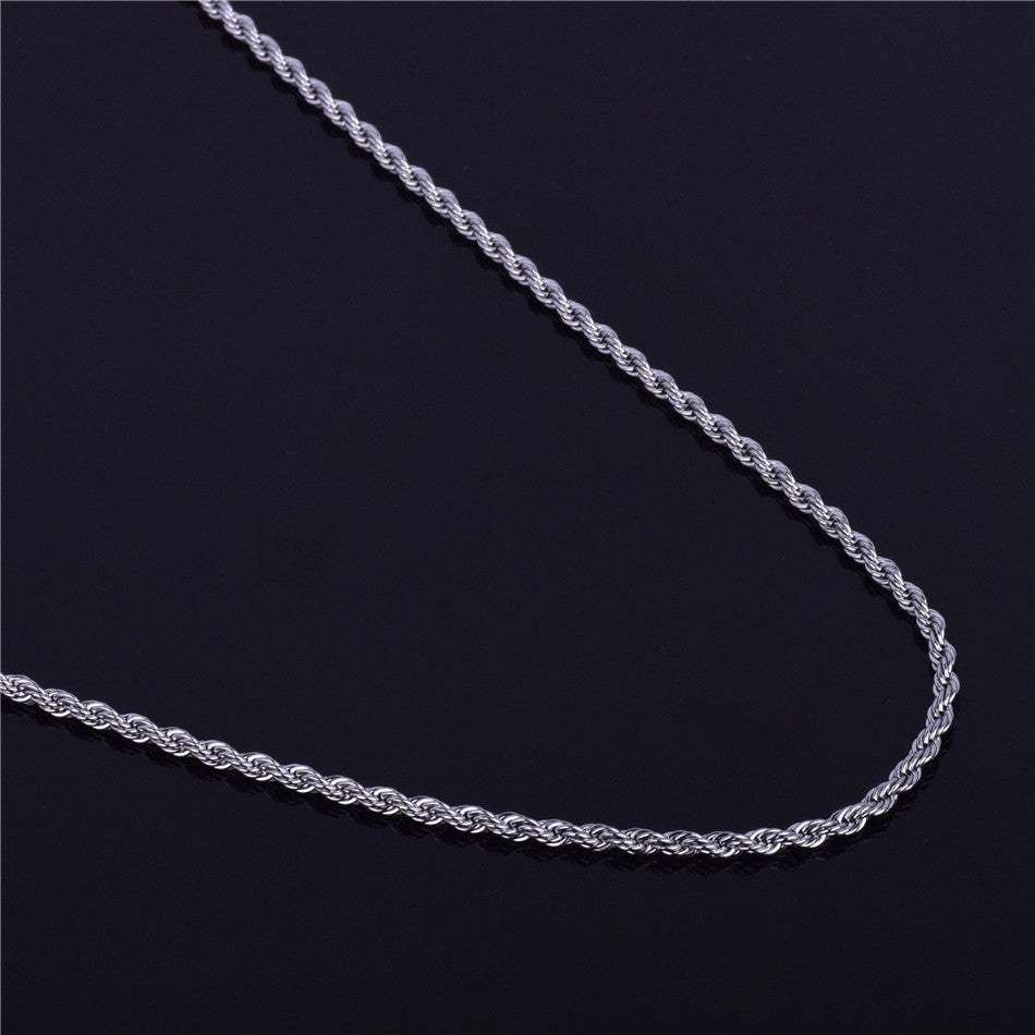 14k Over Solid Stainless Steel Hip Hop Casual Fashion Rope Link Chain Necklace