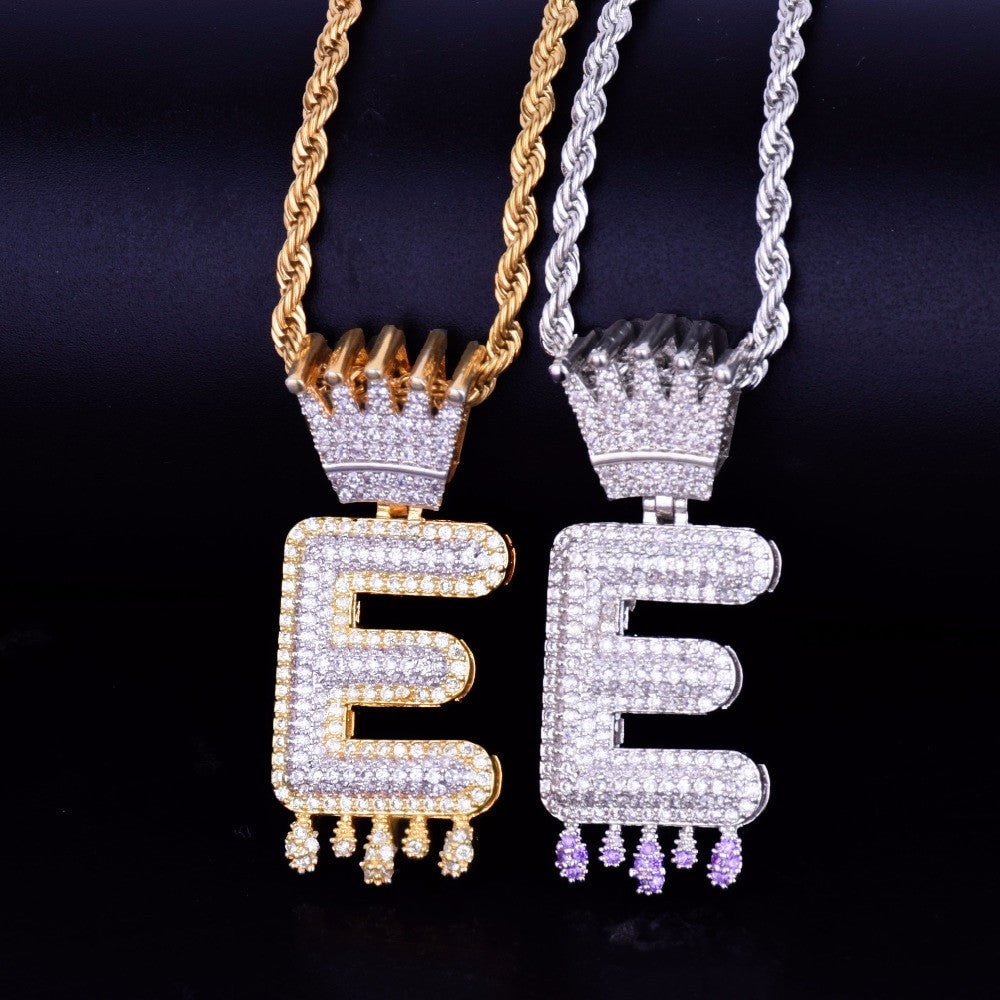 Purple Drip | Custom Ice Crown Bail Initial Letters Hip Hop Pendants