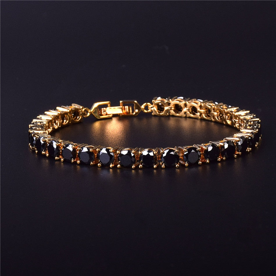 24k Iced Simulate Diamond Rose Gold Silver Tennis Chain Hip Hop Bracelet
