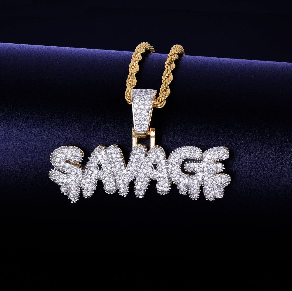 18k Gold Savage AAA True Micro Pave Pendant