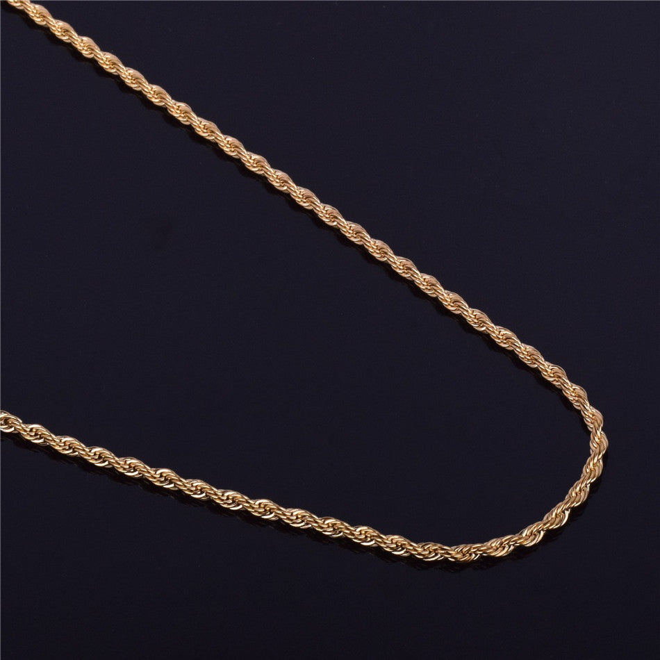14k Over Solid Stainless Steel Hip Hop Casual Fashion Rope Link Chain Necklace