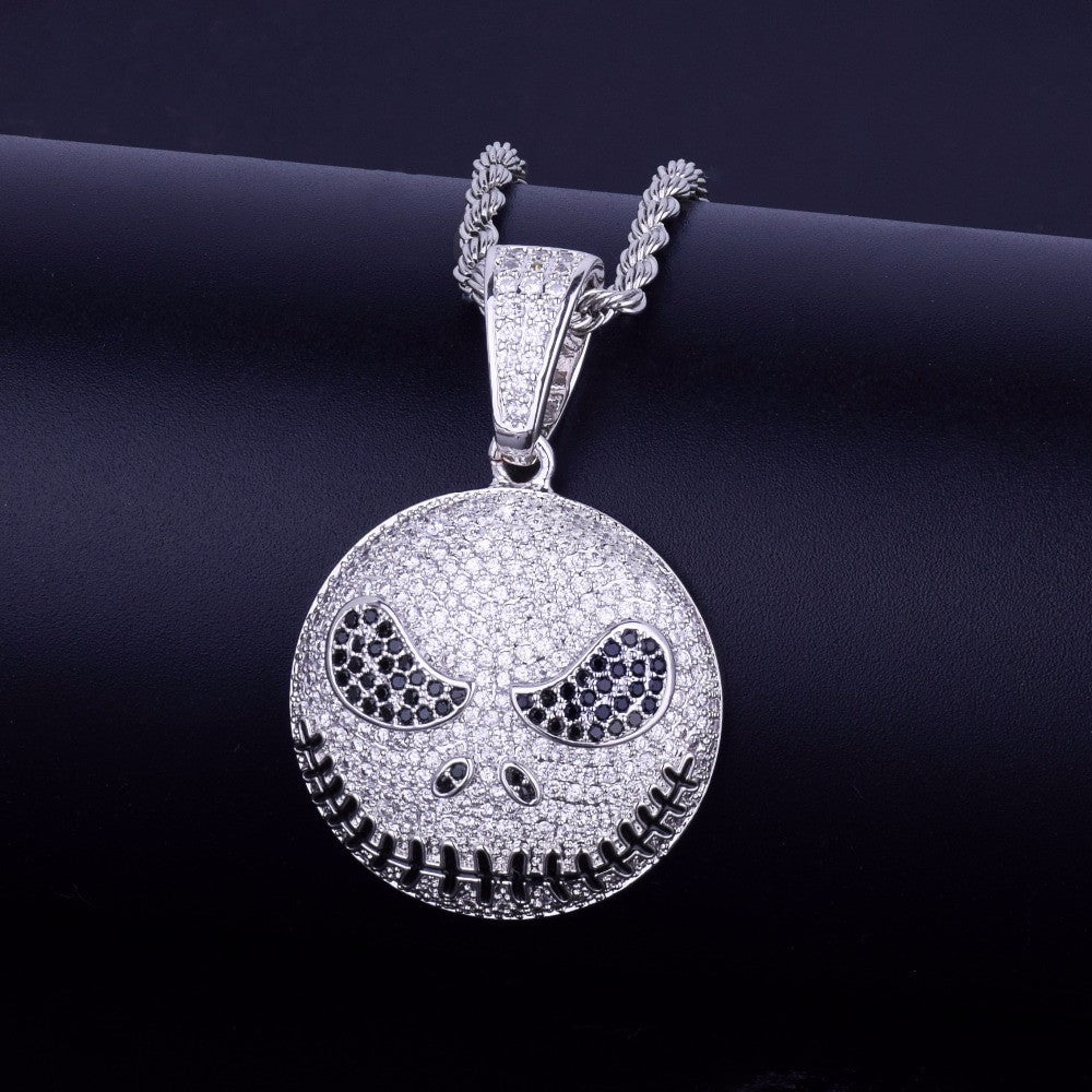 .925 Silver Handset Diamond Stone Bling Nightmare Before Christmas Chain