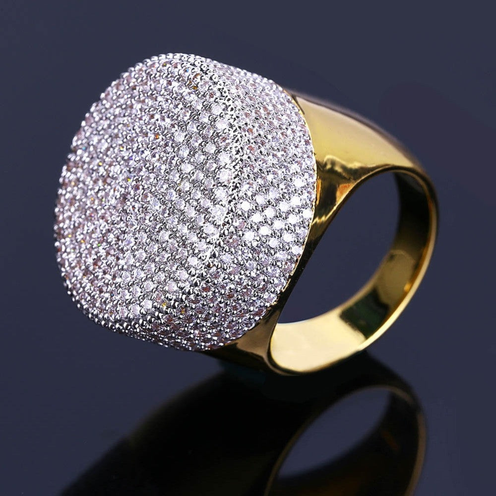 Men's Flooded Ice 3A 14k Gold Street Wear Fashion Pinky Rings