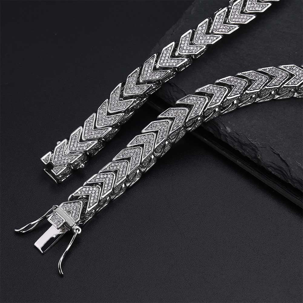 Flooded Ice 8mm Full 3D Franco Link AAA Micro Pave Stone Square Cut Choker Tight Neck Link Chain Necklace