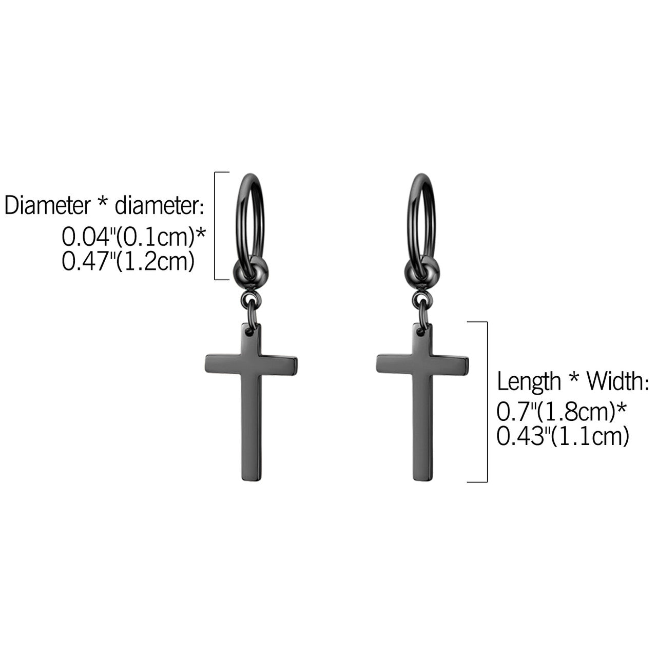 High Fashion Dangle Hoop Cross Gold Black Silver Rainbow Solid 316 Stainless Steel Earrings