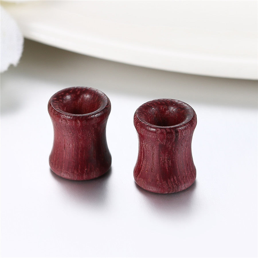 Hollow Wooden Handmade Red Wood Ear Tunnel Plug Earrings