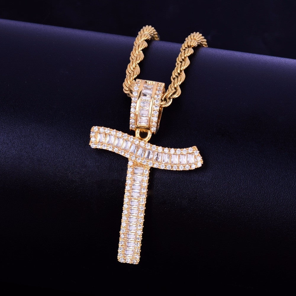 Diamond Lettered | VVS CZ 18k Baguette Initial Letter Hip Hop Pendant