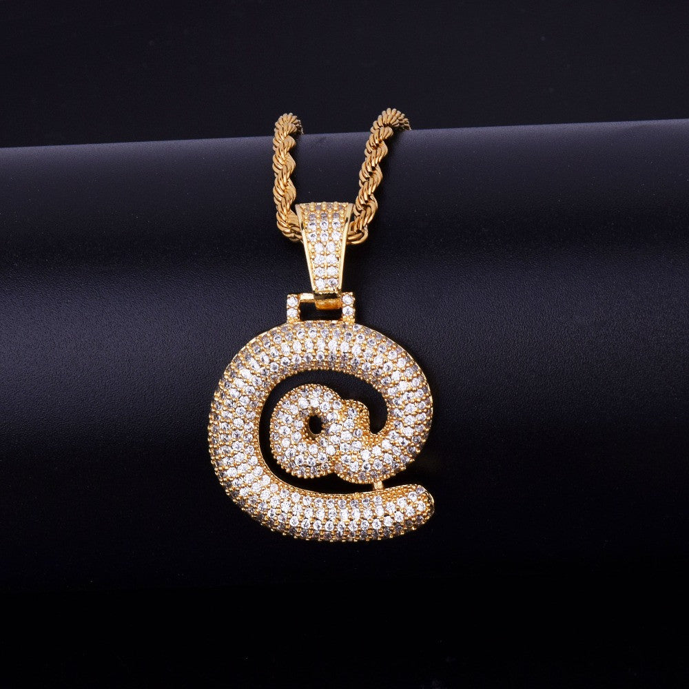 .925 Silver 18k Rose Gold Punctuation Custom Bubble Letters Hip Hop Pendants