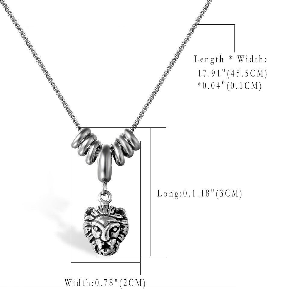 Lion Head Tribal Feathers Stainless Steel Charm Bracelet necklace Chain Sets