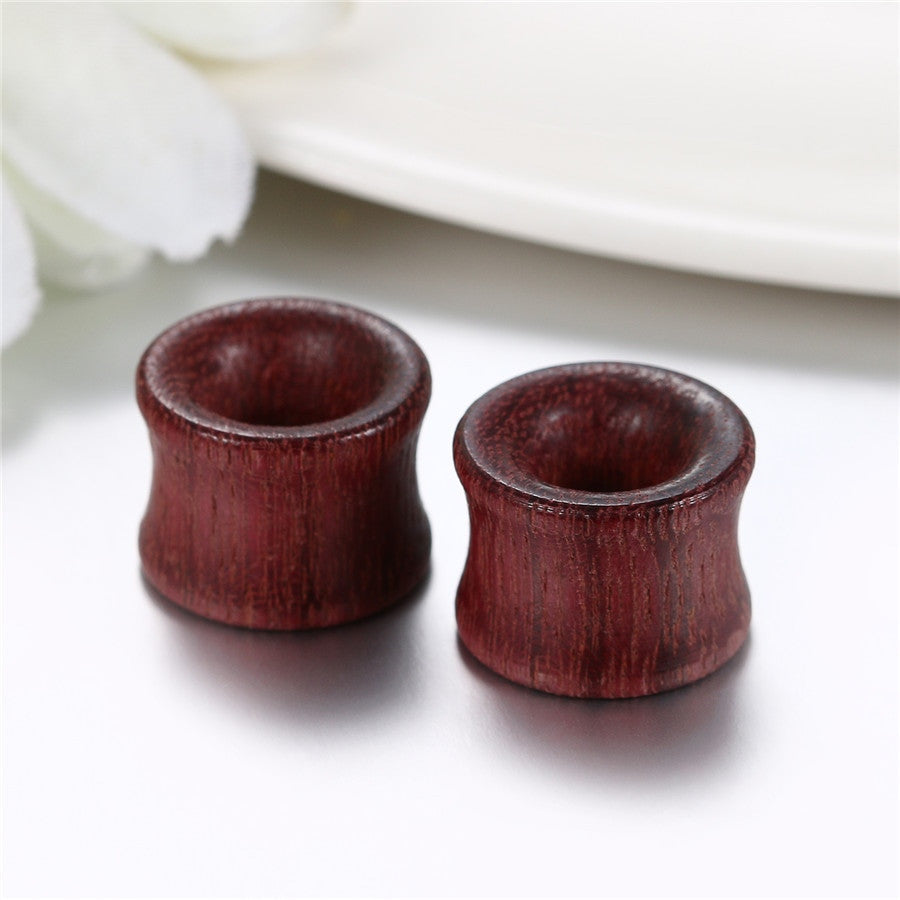 Hollow Wooden Handmade Red Wood Ear Tunnel Plug Earrings