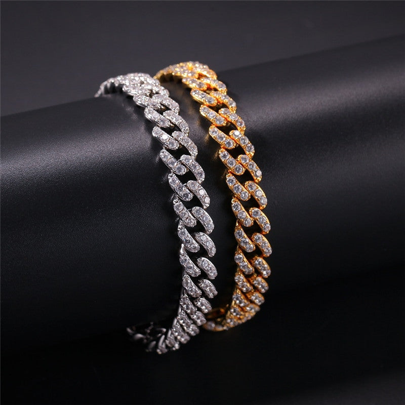 Hip Hop 10MM Iced AAA Micro Pave Stone Cuban Link Bracelet