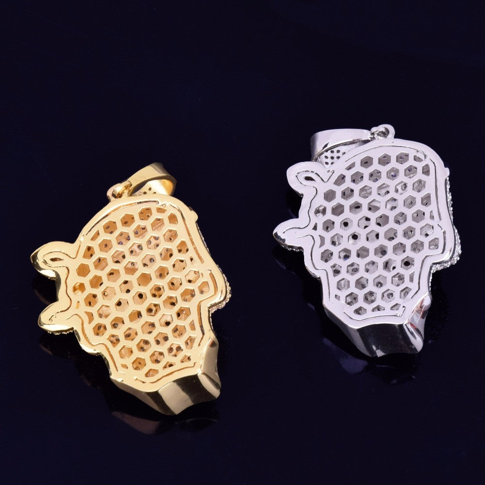 AAA Micro Pave Skull Pirate Hip Hop 18k Gold .925 Silver Bling Pendant Chain Necklace