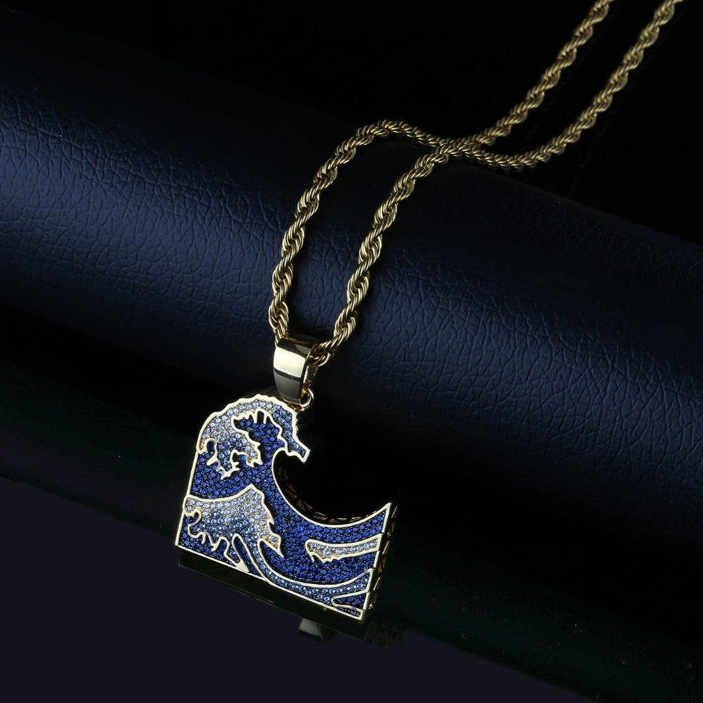 The Great Wave Off Kanagawa Iced Hip Hop Pendant Chain