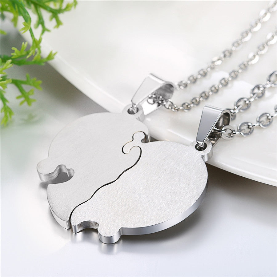2 Piece Tree Of Life Heart Couples Love No Fade Bling Stainless Steel Pendant Chain Necklace