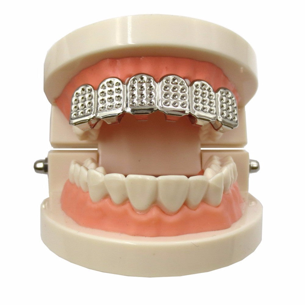 Silver Gold 6 Tooth Diamond Cut Top Hip Hop Grill
