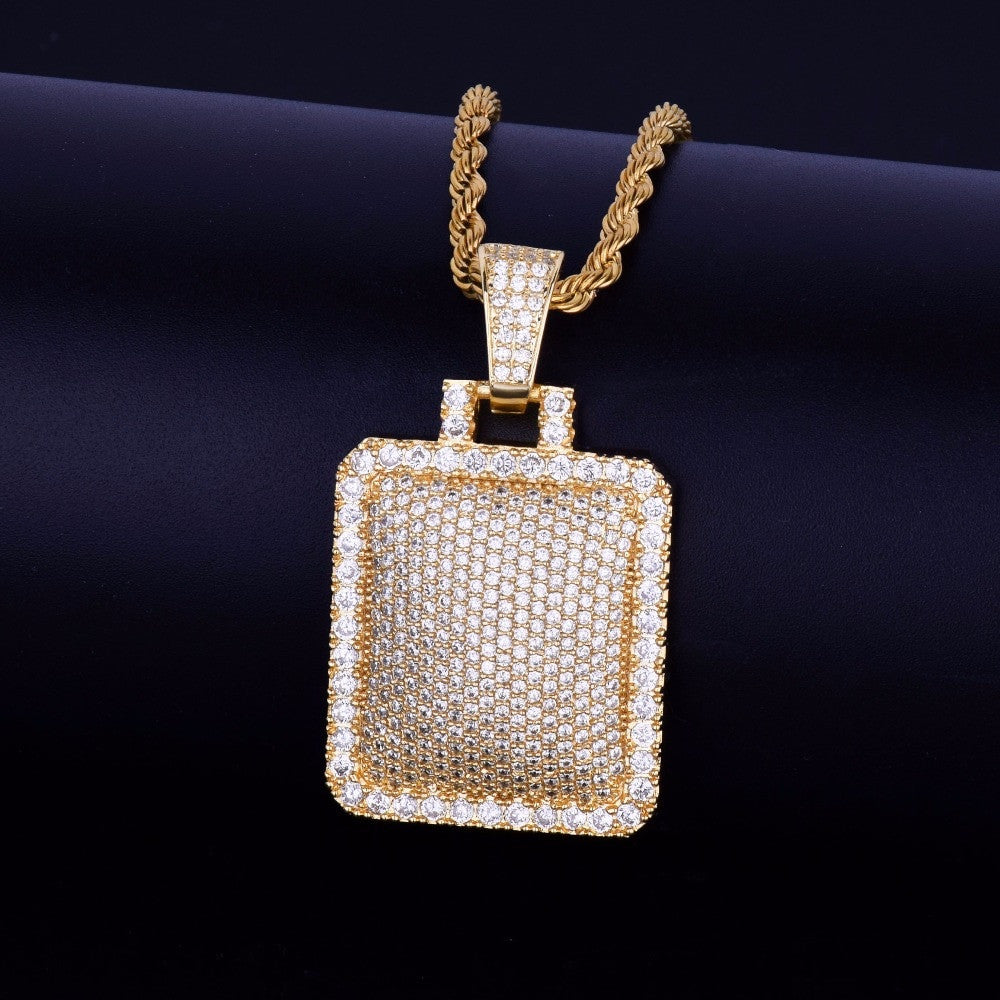 18k Gold Big Boy Flooded Ice Hip Hop Dog Tag Style Pendant