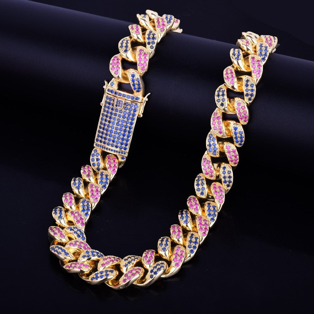 18mm 24k Gold Heavy Miami Cuban Link Matching Bracelet Hip Hop Chain Necklace Set