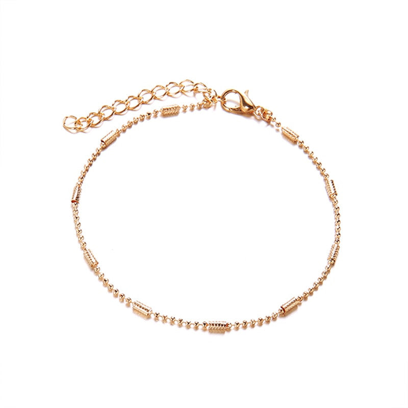 Ladies 4Piece Multi Layer Compass Beads Rhinestone Gold Bracelet Set