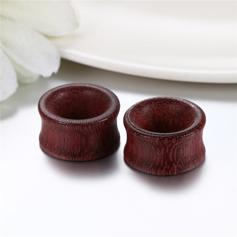 Hollow Wooden Handmade Red Wood Ear Tunnel Plug Earrings