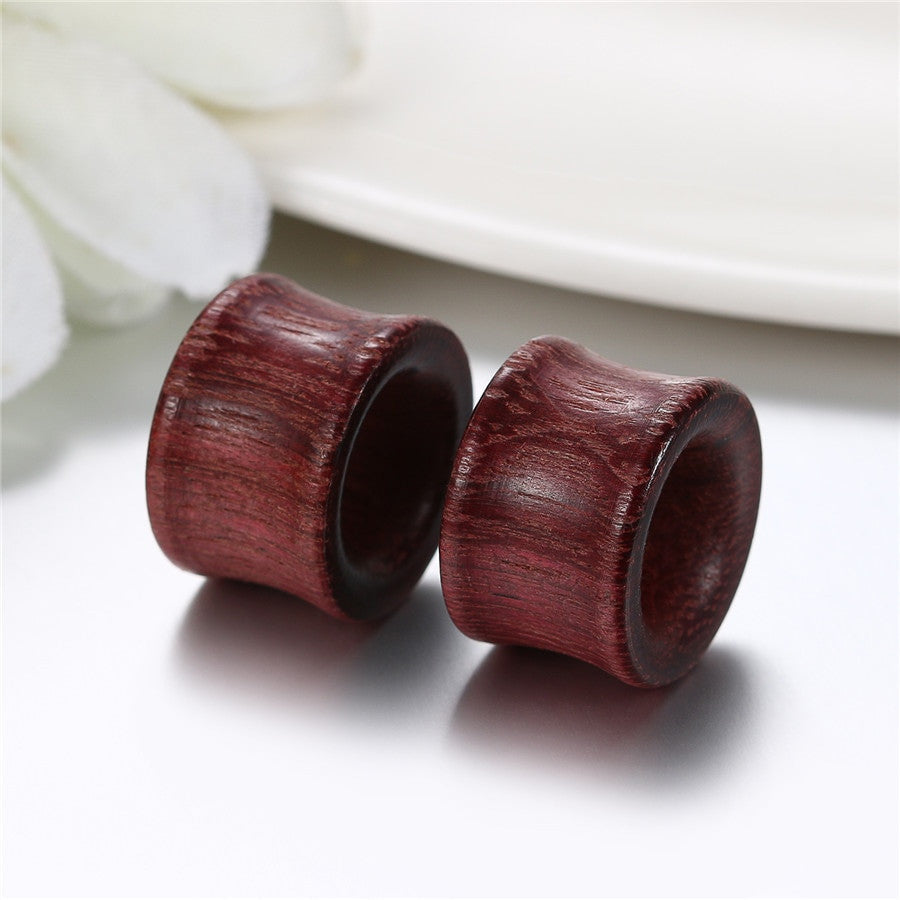 Hollow Wooden Handmade Red Wood Ear Tunnel Plug Earrings