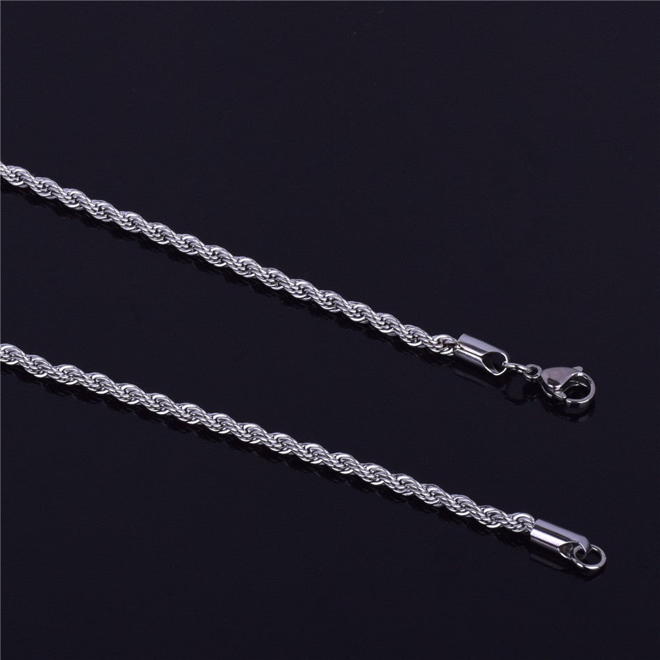 14k Over Solid Stainless Steel Hip Hop Casual Fashion Rope Link Chain Necklace