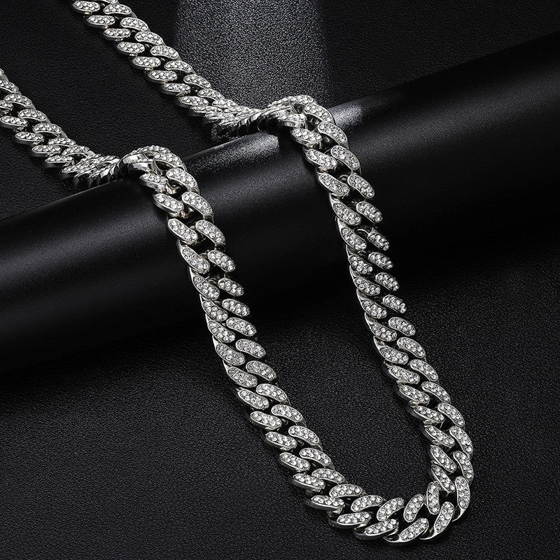 14k Gold 925 Silver 13MM Bling Bling Miami Curb Cuban Link Chain Necklace