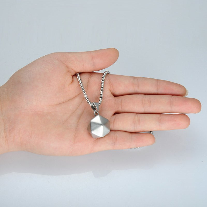 Stainless Steel Polyhedron 14k Gold Pendant Chain Necklace