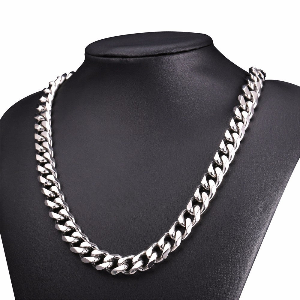 Silver Over No Fade Stainless Steel Hip Hop Cuban Link Chain