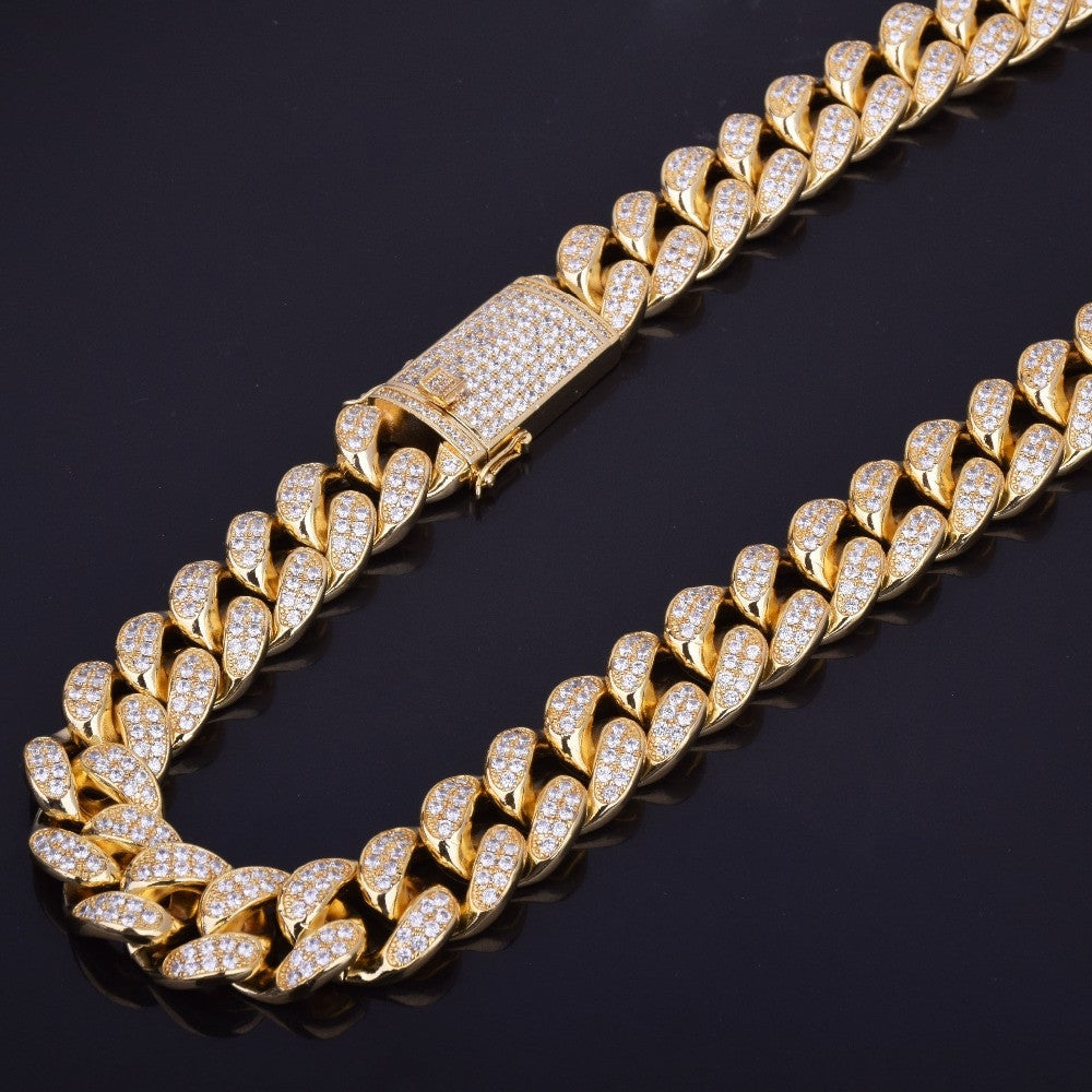 24k Gold .925 Silver Rose Gold 20mm Heavy Flooded Ice Cuban Link Chain Necklace