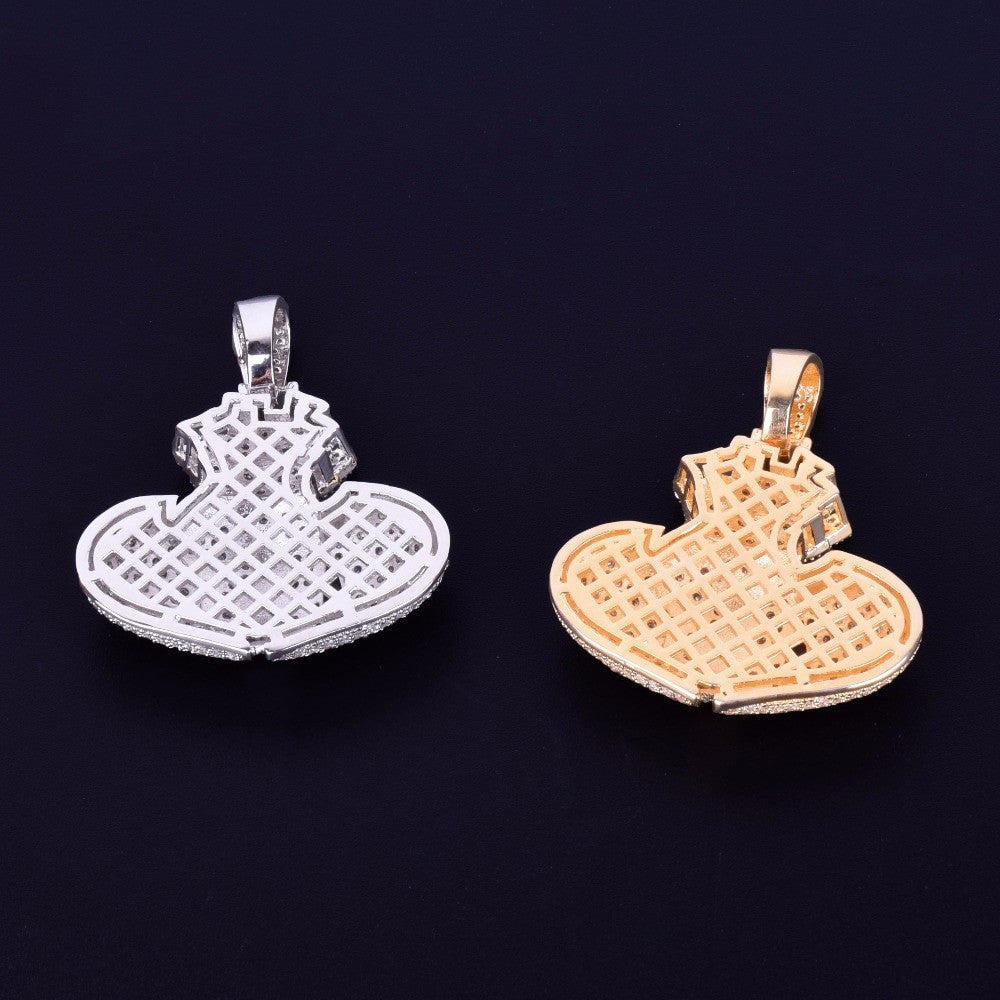 Heart Full of Money Iced Lab Diamond Rose Gold 18k .925 Silver Hip Hop Pendant Chain Necklace