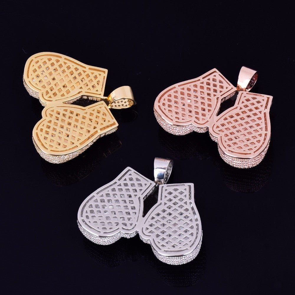 .925 Silver Rose Gold Hip Hop 18k Micro Pave AAA True Micro Pave Money Boxing Gloves Pendant