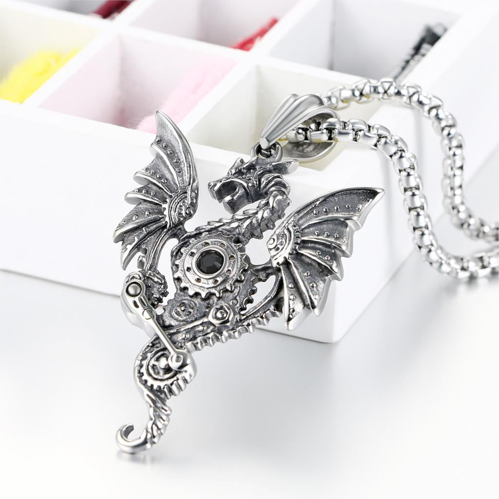 Mens No Fade Stainless Steel Dragon Skull Heat All Seeing Eye Pendant Chain Necklaces