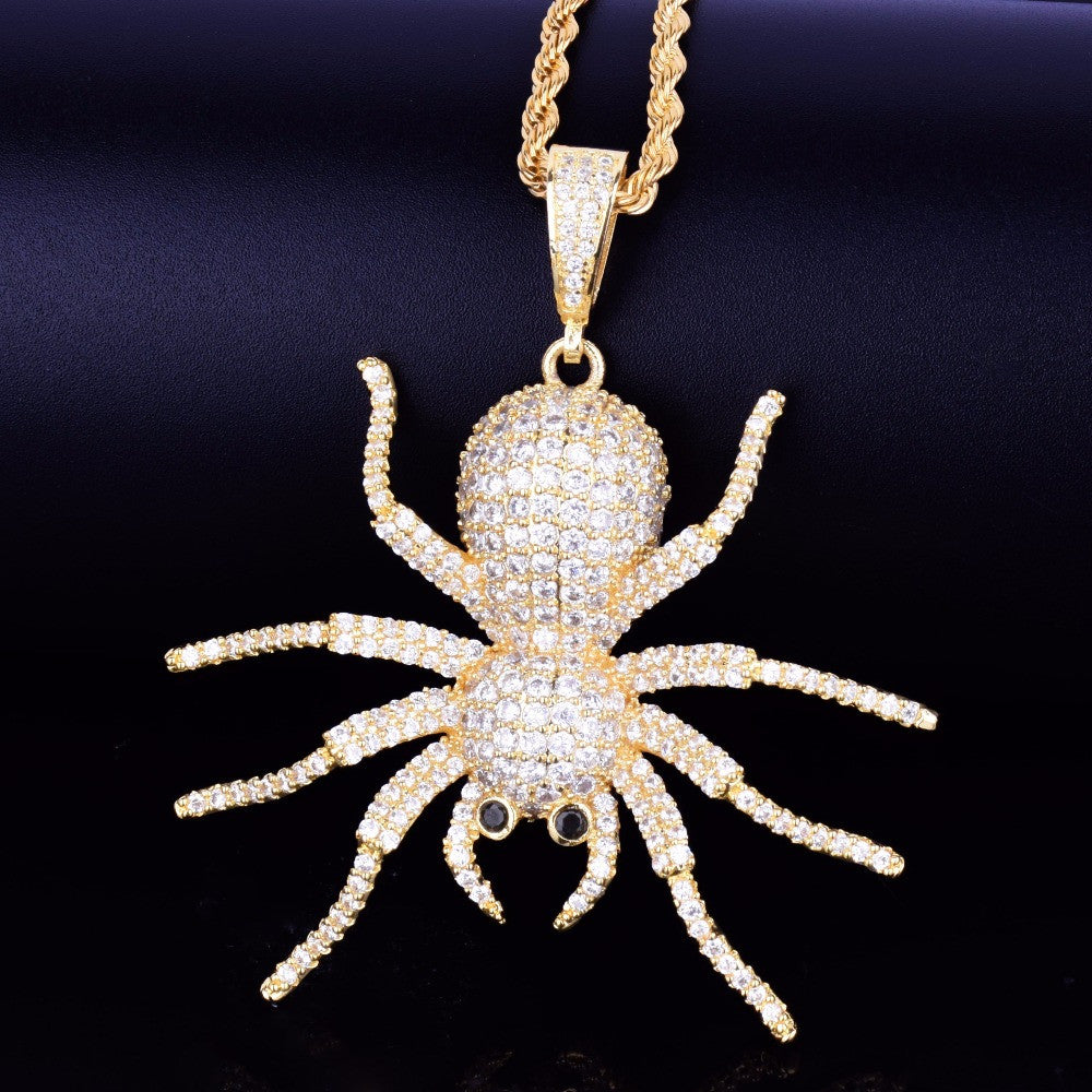 Gold Tarantula Spider Bling Pendant
