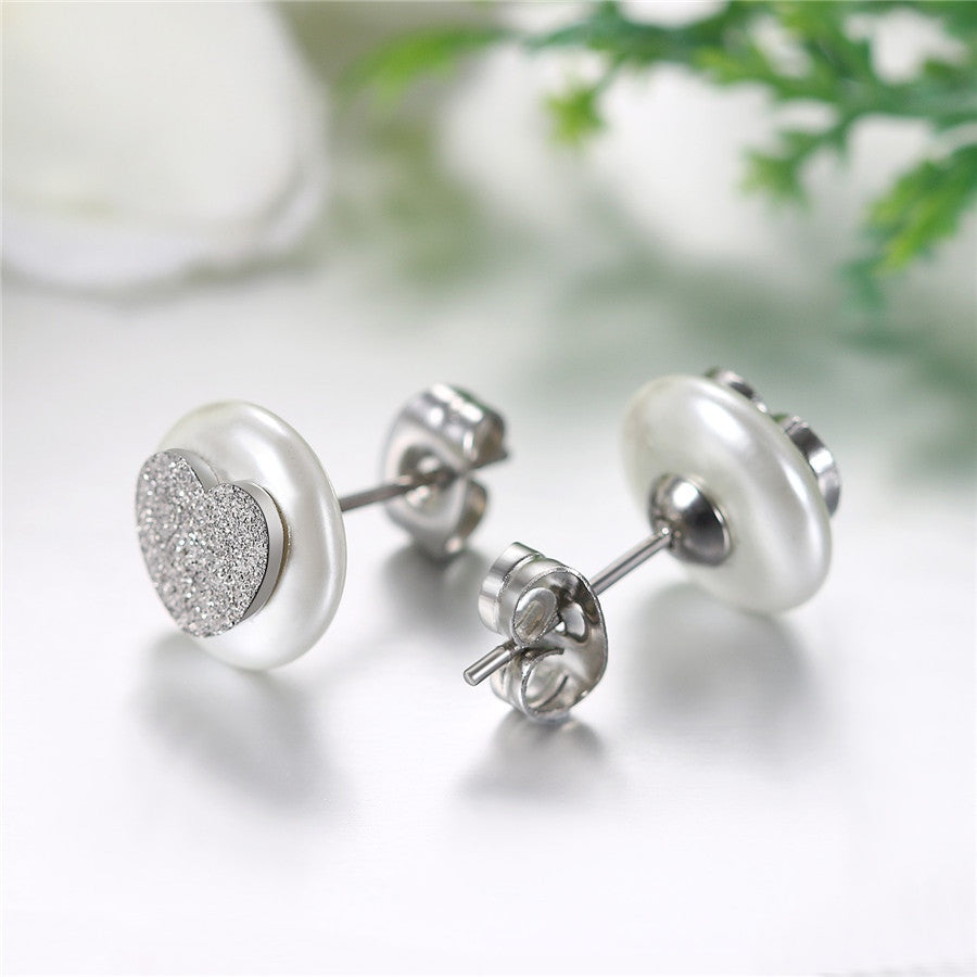 Ladies Simulated Pearl Heart Cross Life Tree Infinity Stud Stainless Steel Earrings