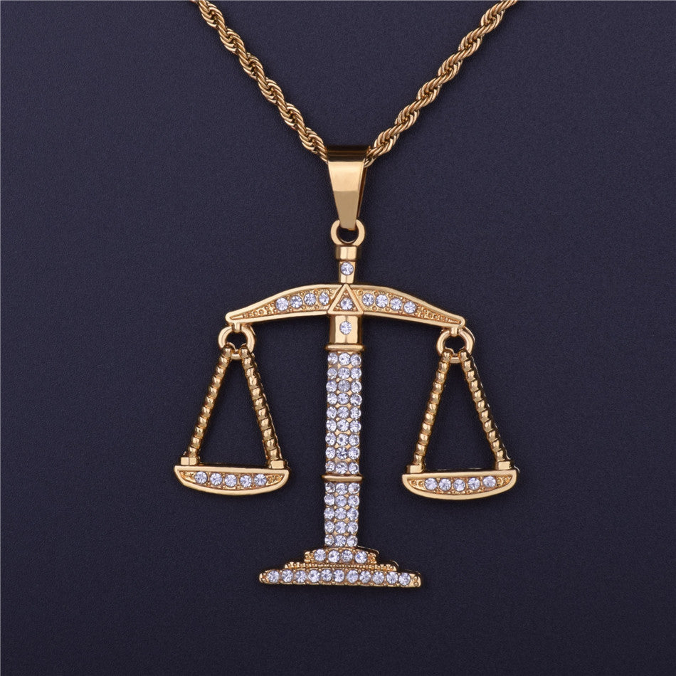 The Balance | Libra Scale 14k Gold Hip Hop Pendant Chain Necklace