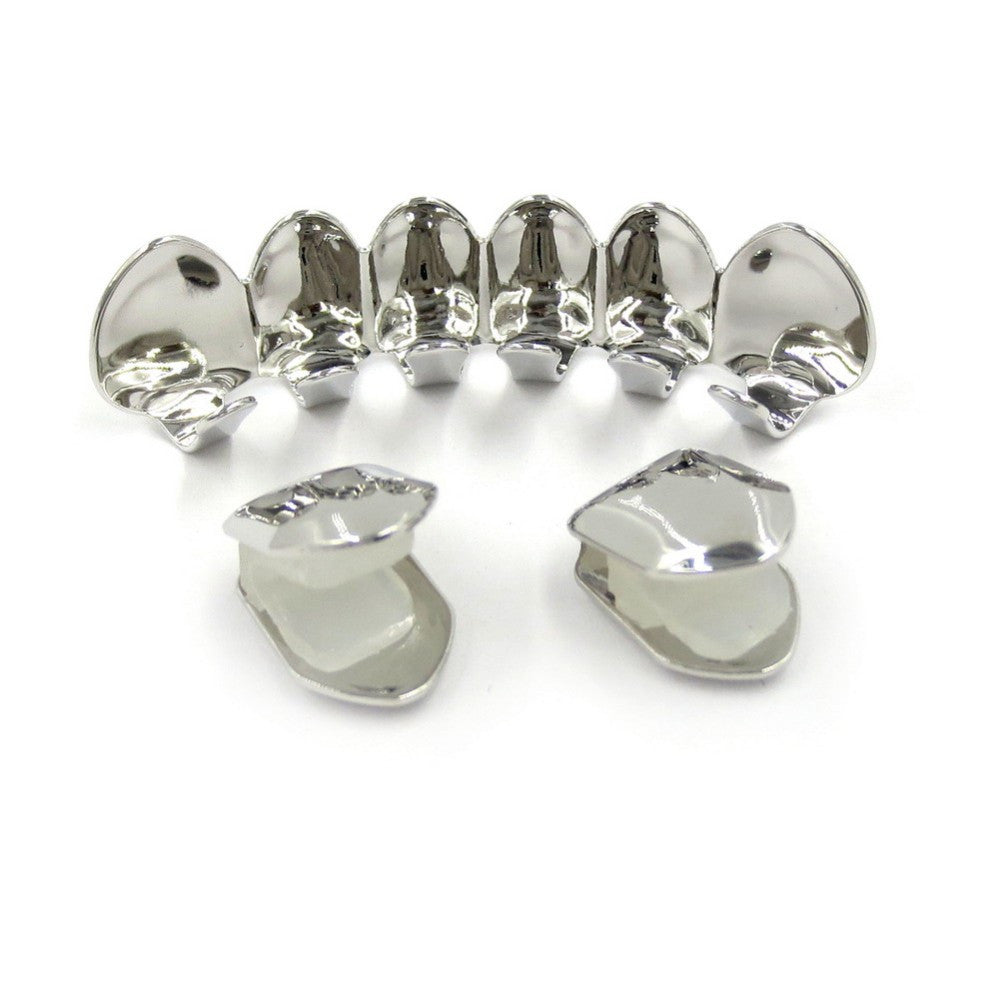 New Custom Fit Hip Hop Rose Gold Black Silver Mouth Grillz 2 pcs Single Top 6 teeth Bottom Set