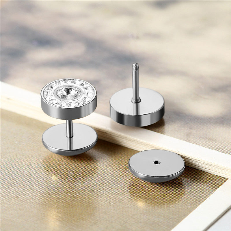 14k Gold Silver Over Stainless Steel Screw Back Bling Bling Earrings