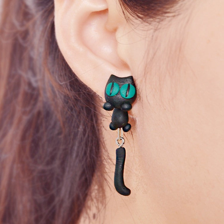 Women's Fashion Handmade Cute Kitten Cartoon Animal Mario Fox Plant Stud Earrings