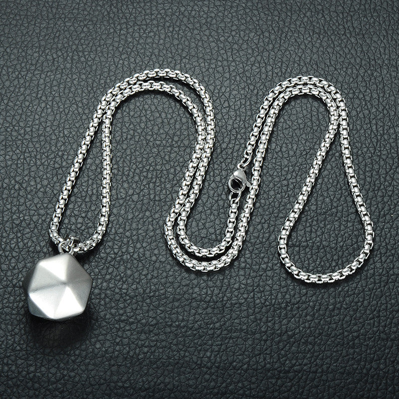 Stainless Steel Polyhedron 14k Gold Pendant Chain Necklace